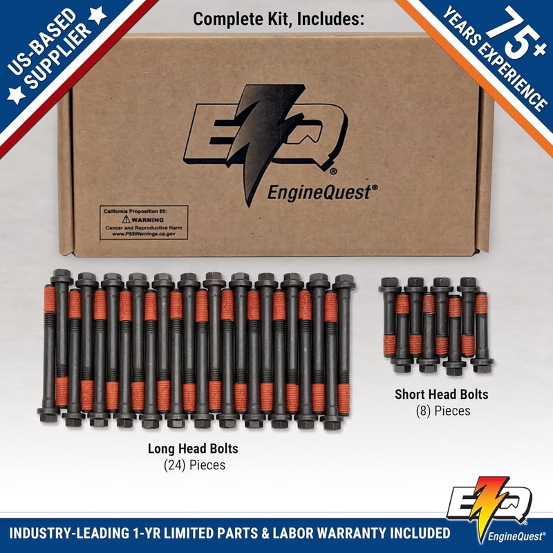 EngineQuest Store Big Block V8 Cylinder Head Bolt Set | Fits 454/502 Engines (1965-1998) | Hardened Steel Construction | Complete Engine Replacement - Image 2